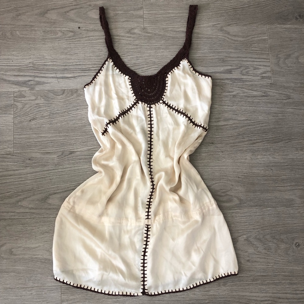 Vintage Cream Crotchet & Silk Dress - Picture 3 of 4